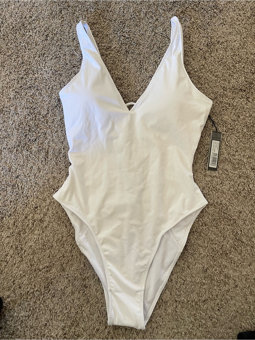 TA3 Hi Cut Plungey One Piece Swimsuit White XL Regular/Long NWT